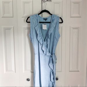 Denim blue wrap maxi dress